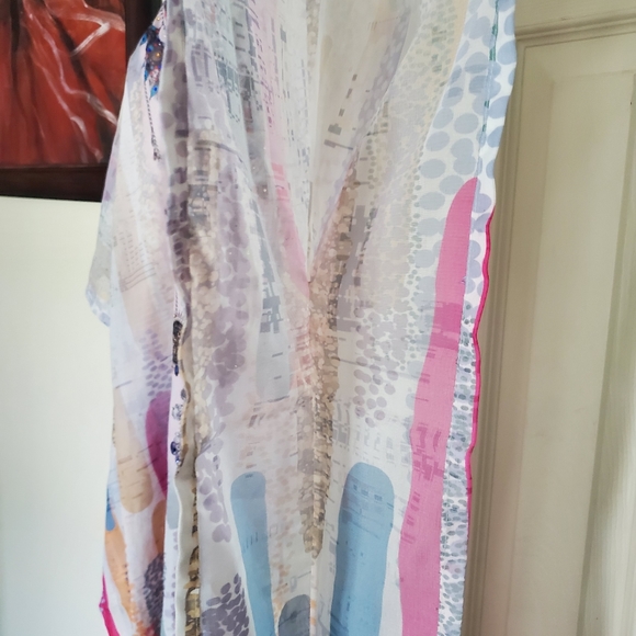 Ashley Stewart Ana & Rose Collab Rhinestone Print Plus Size Caftan - Picture 7 of 10